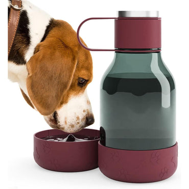 Asobu Tritan Water Bottle with Dog Bowl - Deep Wine