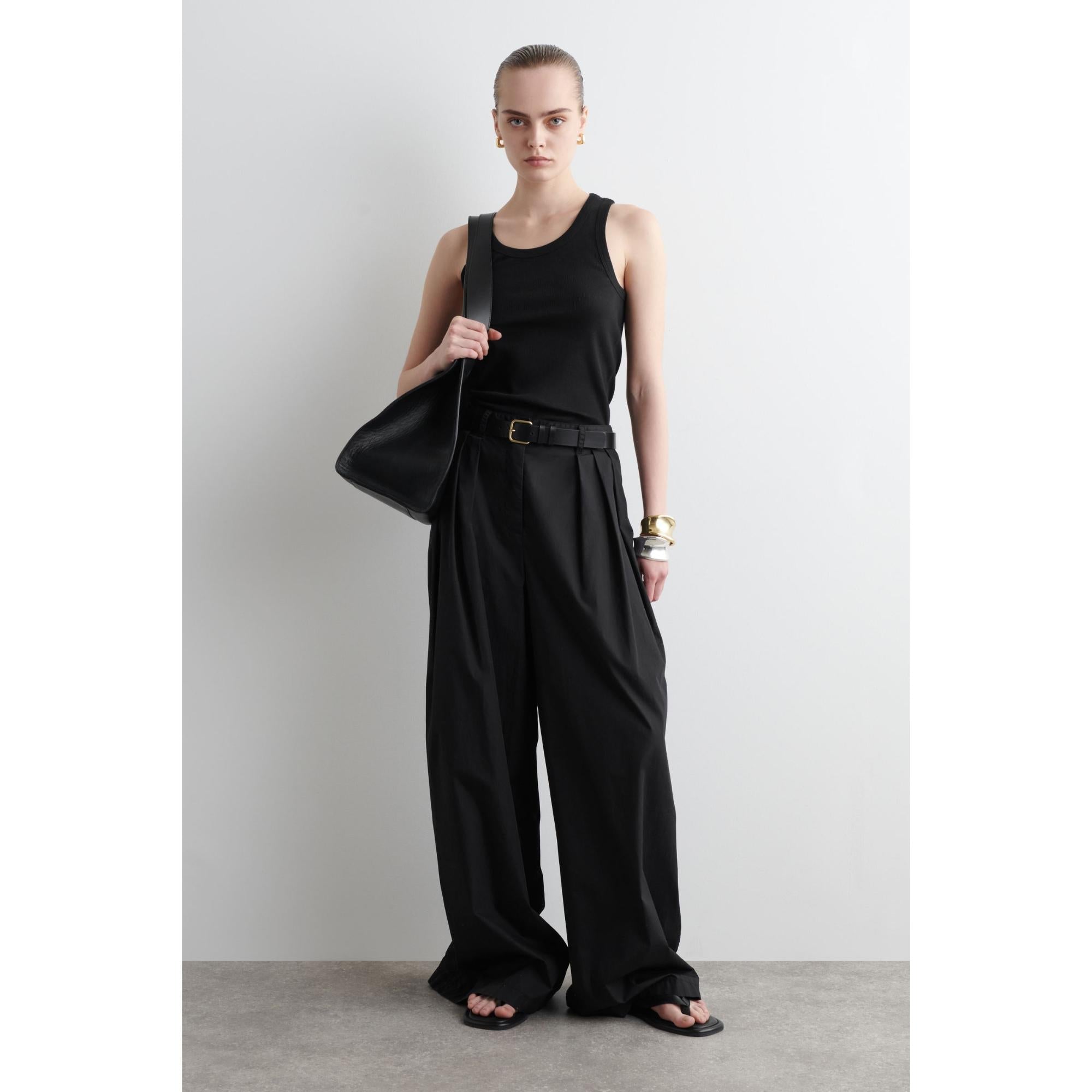 Women Ribbed Tank Top - Black