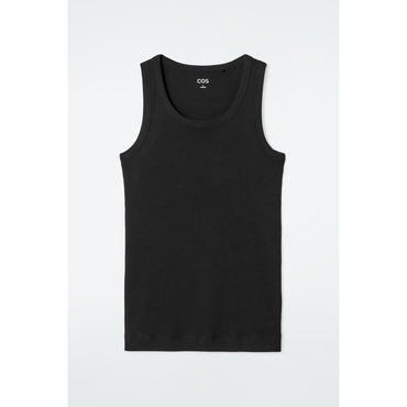 Women Ribbed Tank Top - Black