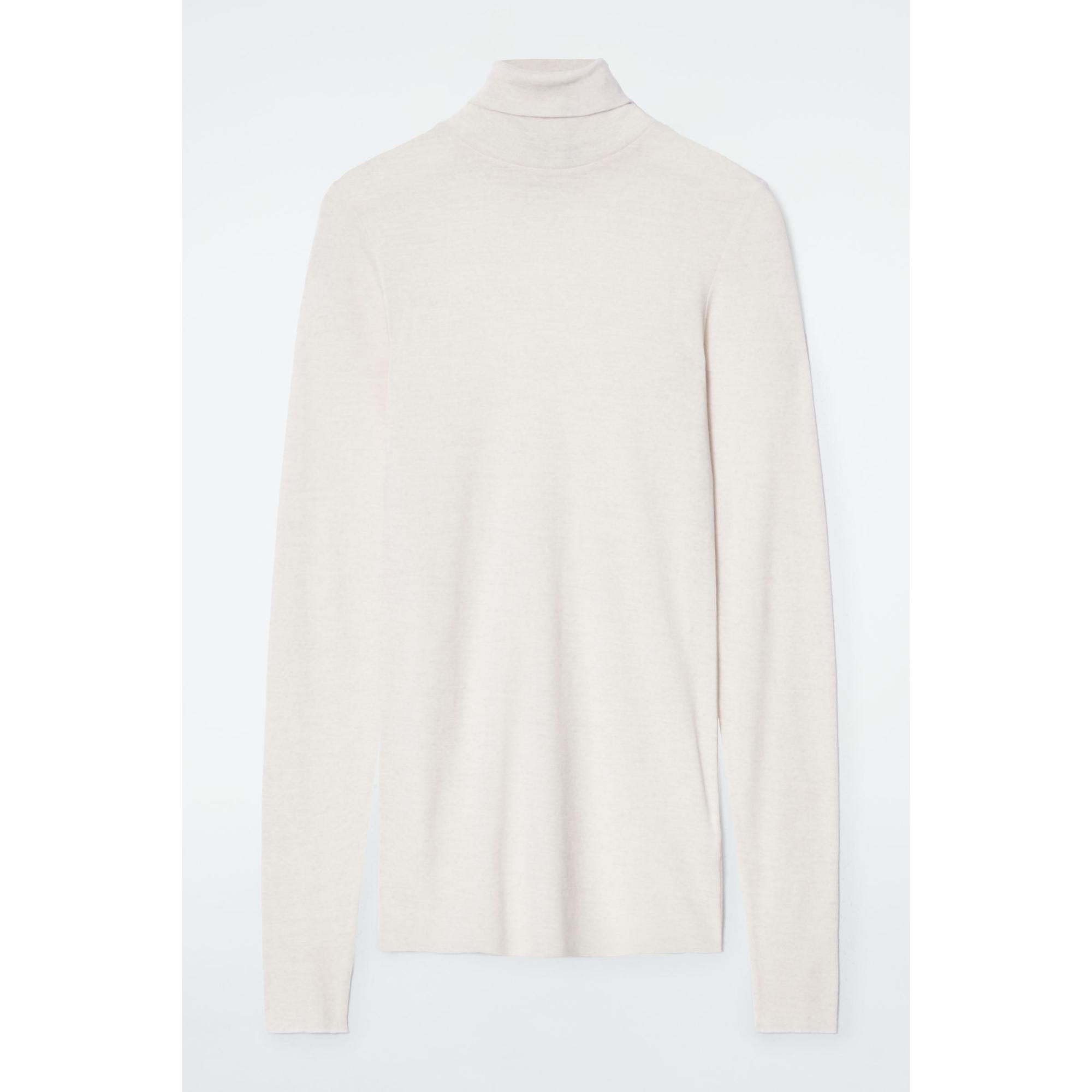 Women Merino Wool Turtleneck Top - White