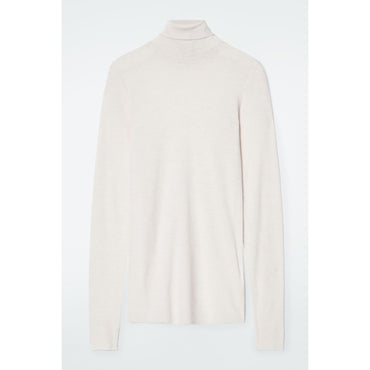 Women Merino Wool Turtleneck Top - White
