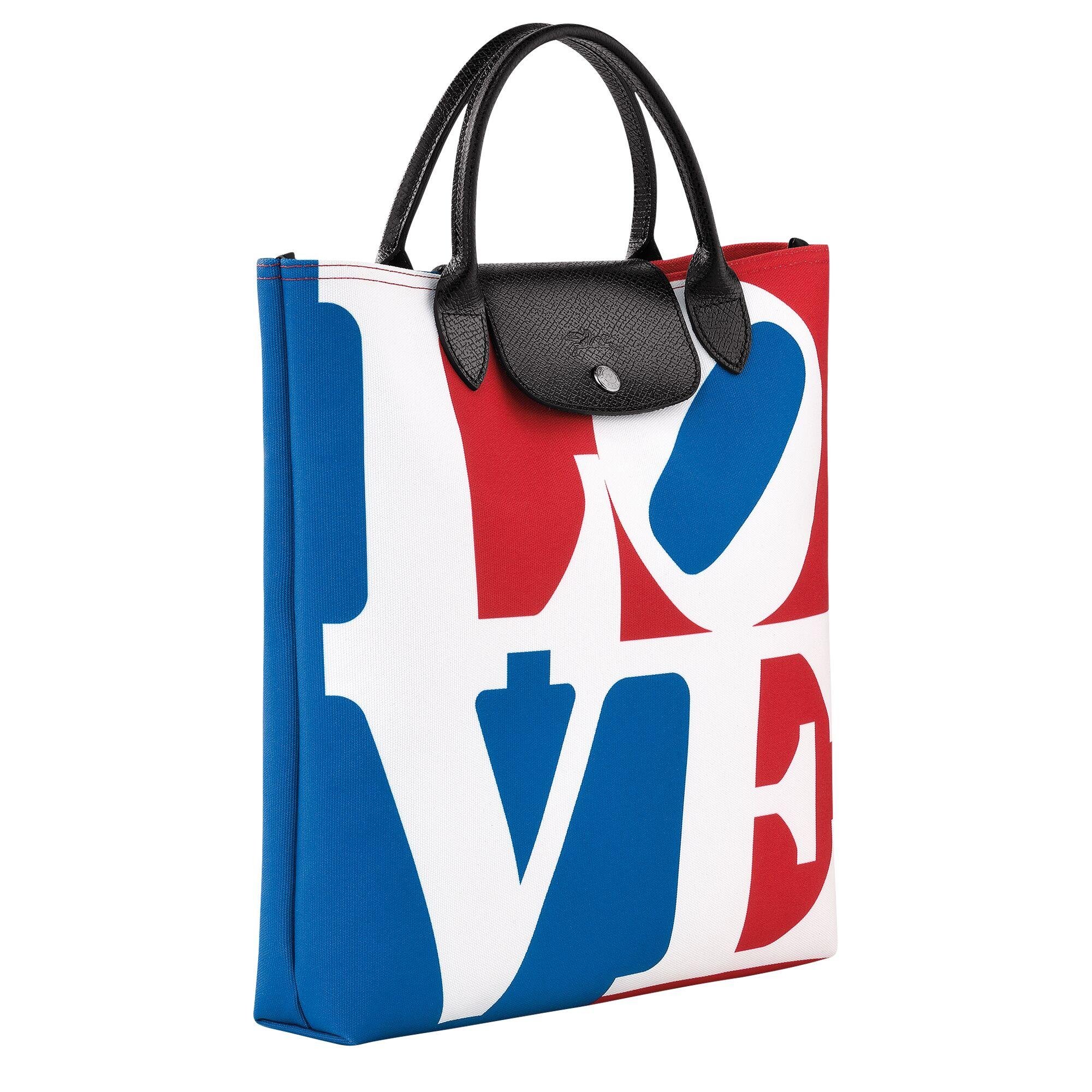 Longchamp x Robert Indiana Toile Top Handle Bag - White