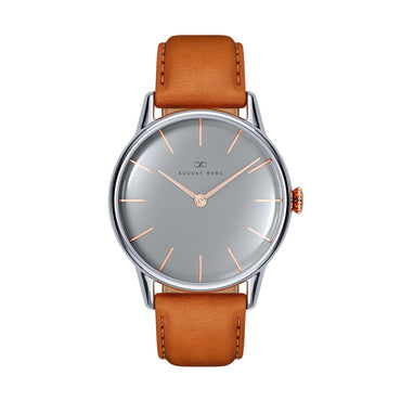 Serenity Nordic Granite Silver With Rose Gold  Crown Leather - 32mm