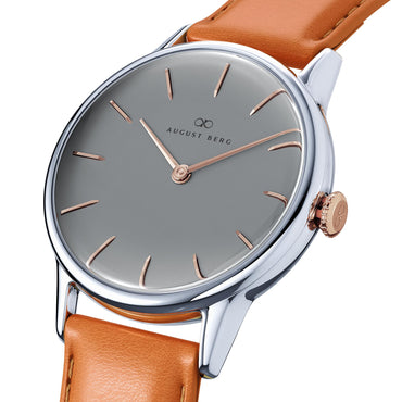 Serenity Nordic Granite Silver With Rose Gold  Crown Leather - 32mm