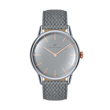 Serenity Nordic Granite Silver With Rose Gold  Crown Perlon - 32mm