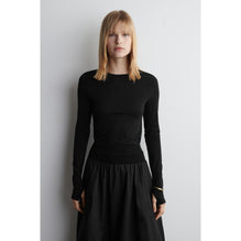 Women Slim Lightweight Long-Sleeved Top - Black