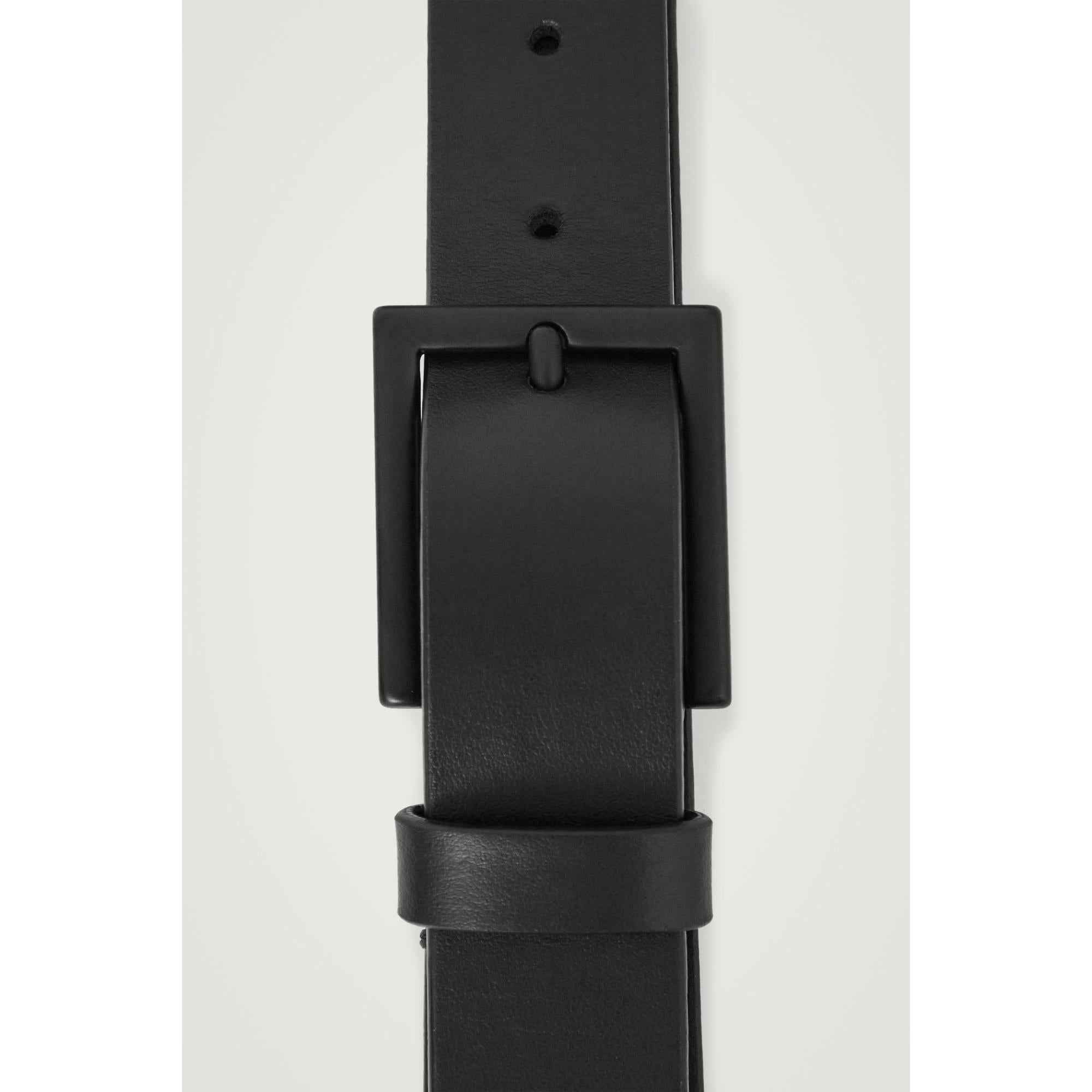 Men Matte Leather Belt - Black