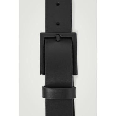 Men Matte Leather Belt - Black