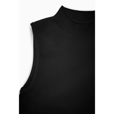 Women Cropped Knitted Sleeveless Top - Black