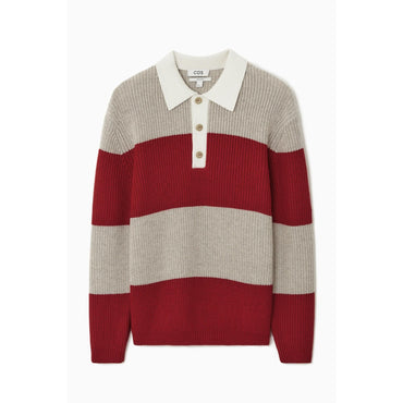 Men Wool-Blend Rugby Polo Shirt - Beige