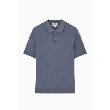 Men Slim Knitted Silk Polo Shirt - Blue