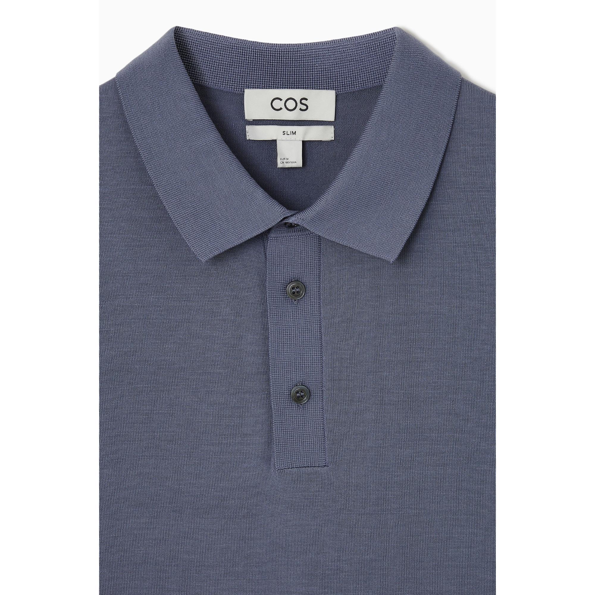 Men Slim Knitted Silk Polo Shirt - Blue