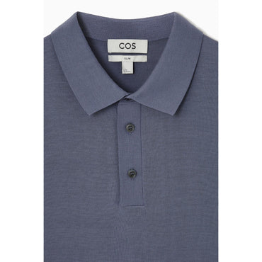 Men Slim Knitted Silk Polo Shirt - Blue