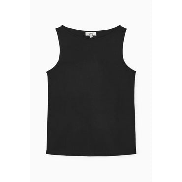 Women Boat-Neck Tank Top - Black