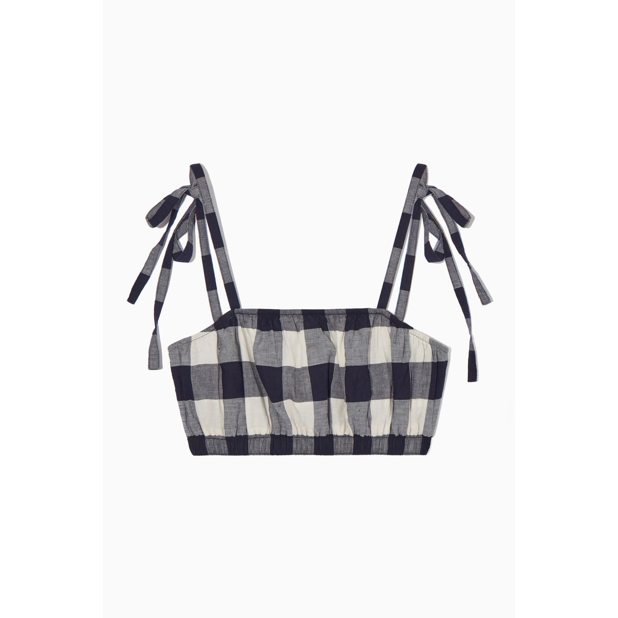 Women Gingham Bra Top - Blue