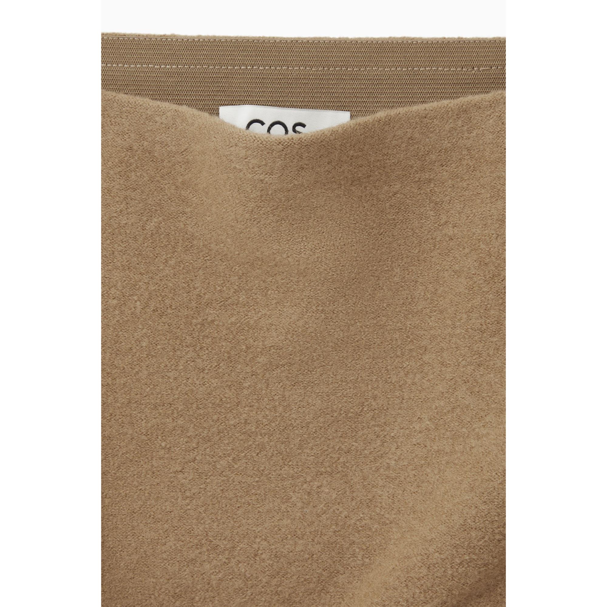 Women Flared Merino Wool Maxi Skirt - Beige