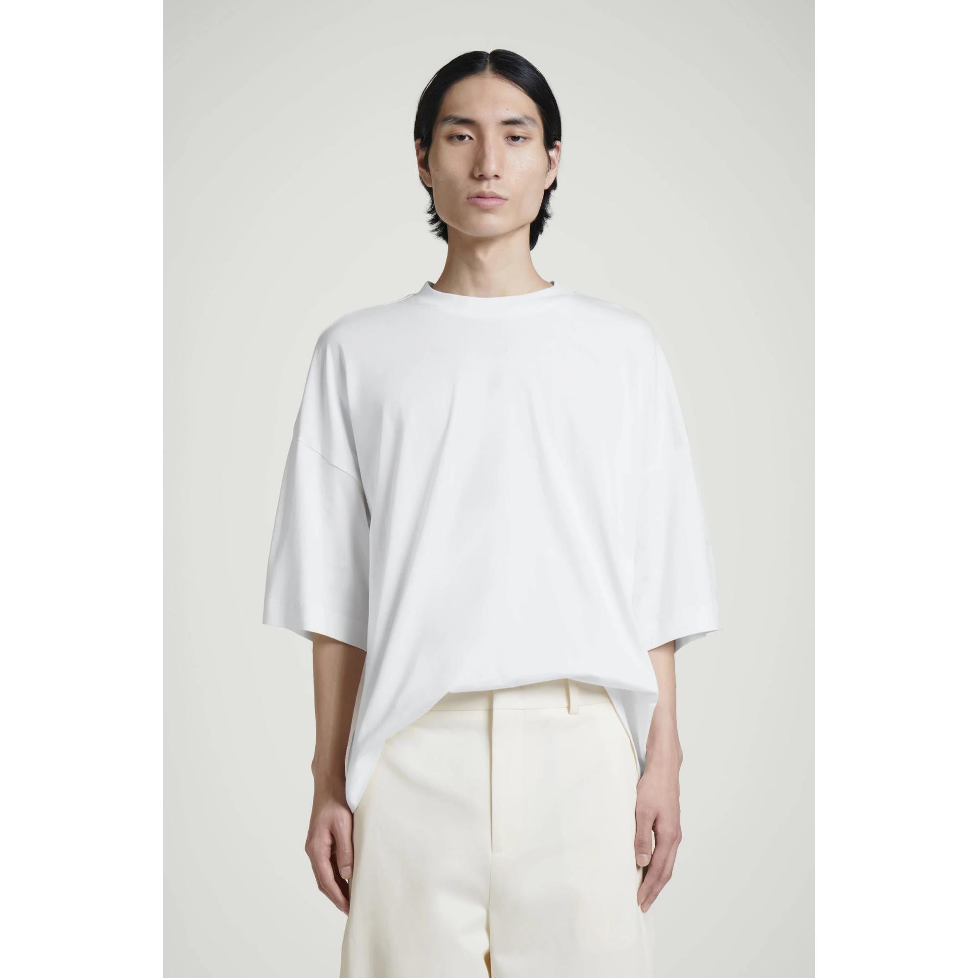 Men Oversized Extra-Wide Cotton T-Shirt - White