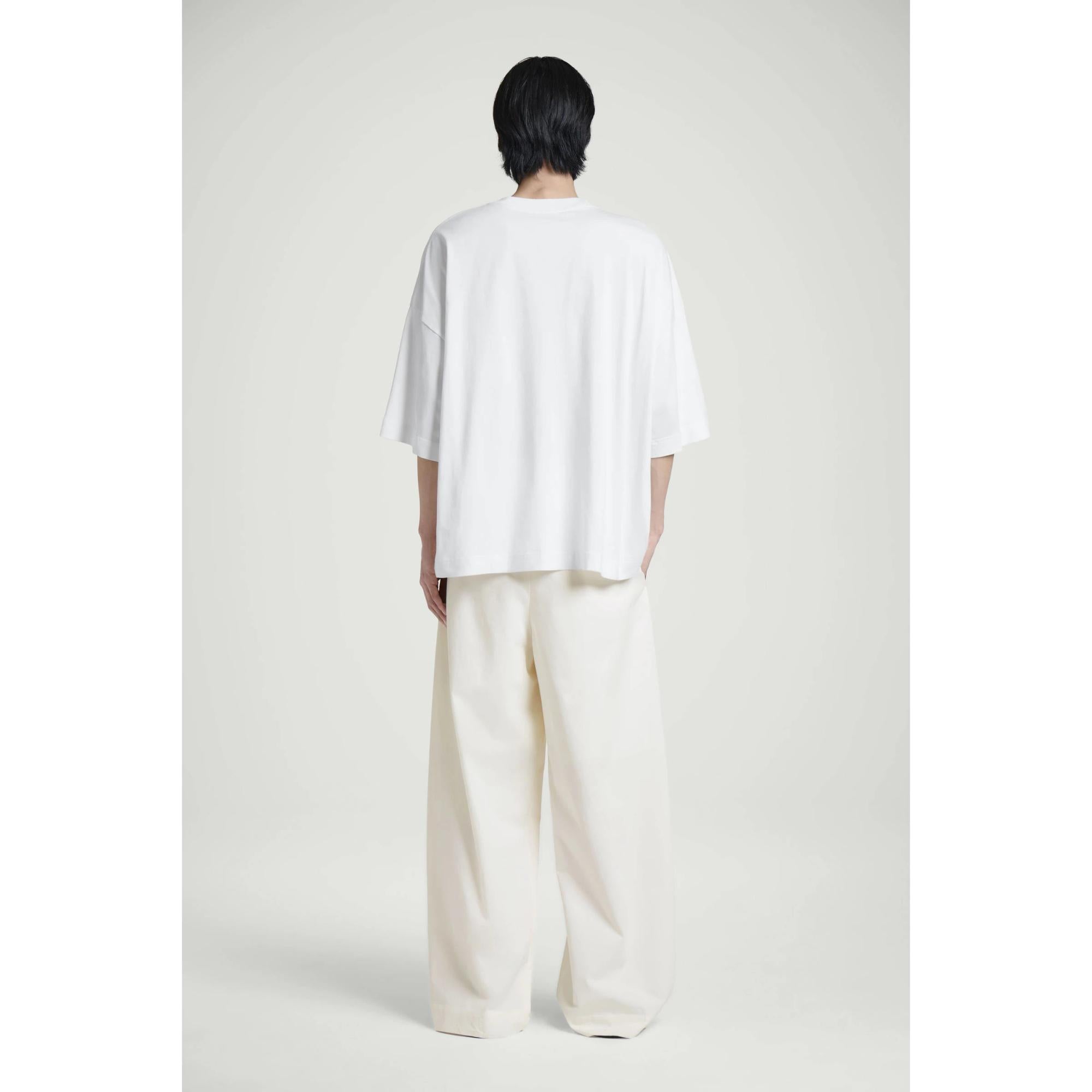 Men Oversized Extra-Wide Cotton T-Shirt - White