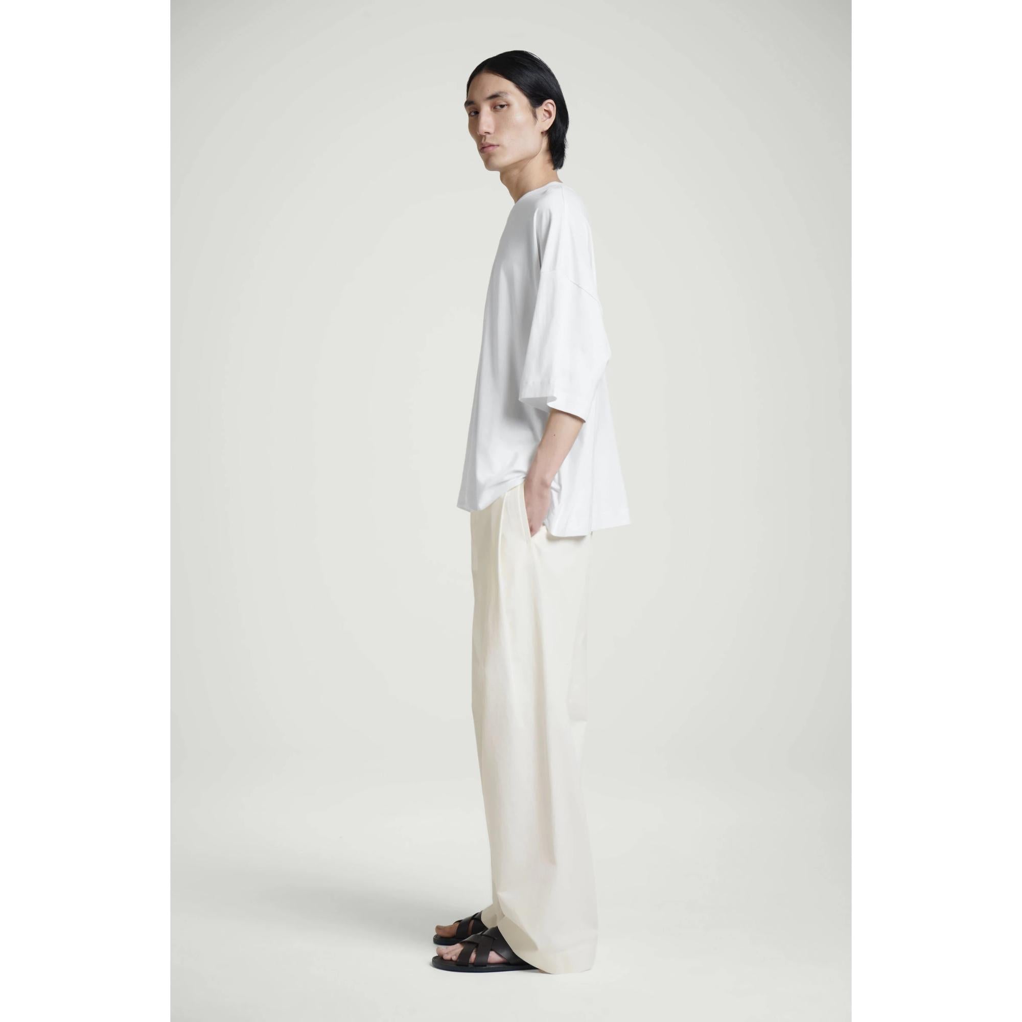 Men Oversized Extra-Wide Cotton T-Shirt - White