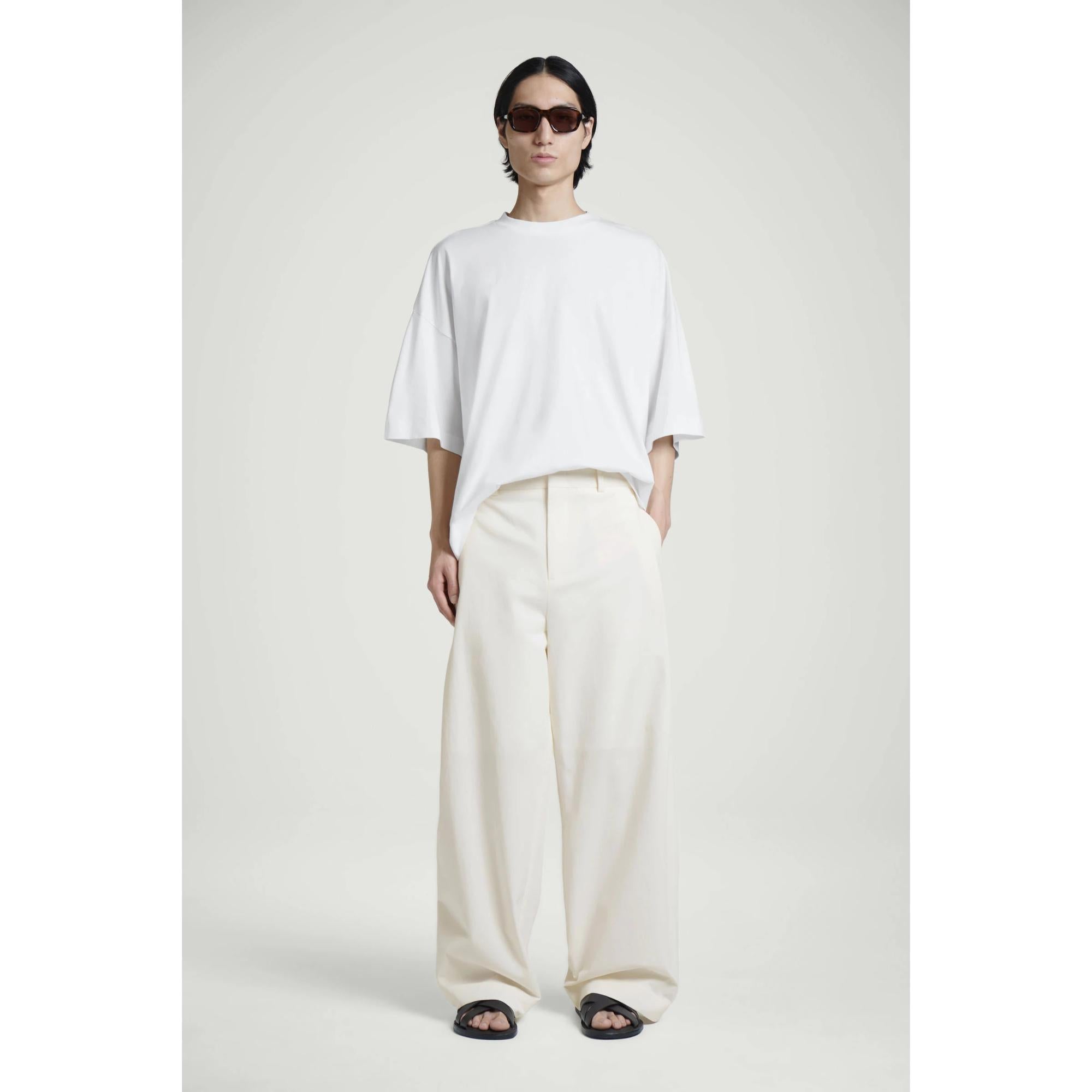 Men Oversized Extra-Wide Cotton T-Shirt - White