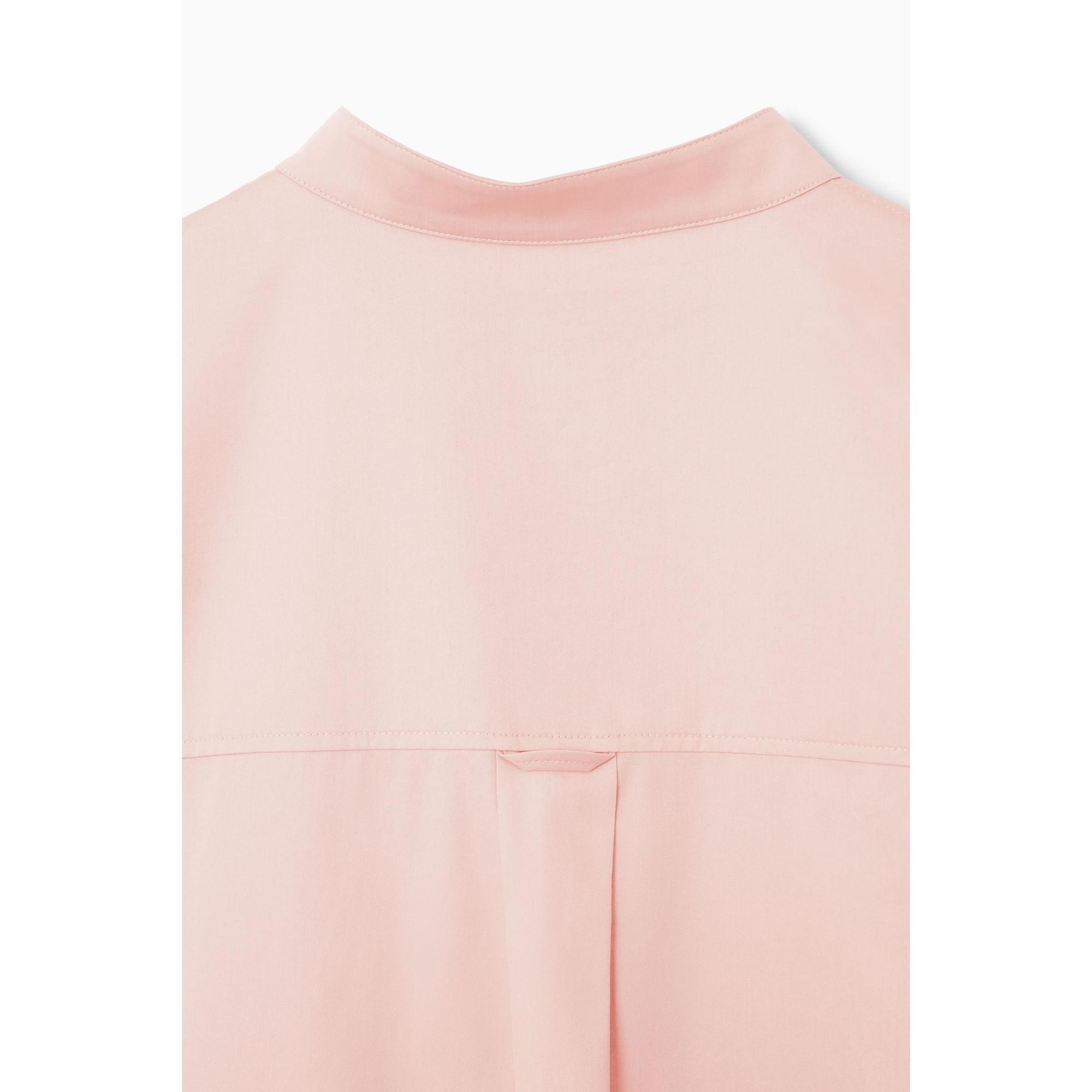 Women Oversized Grandad-Collar Shirt Dress - Pink