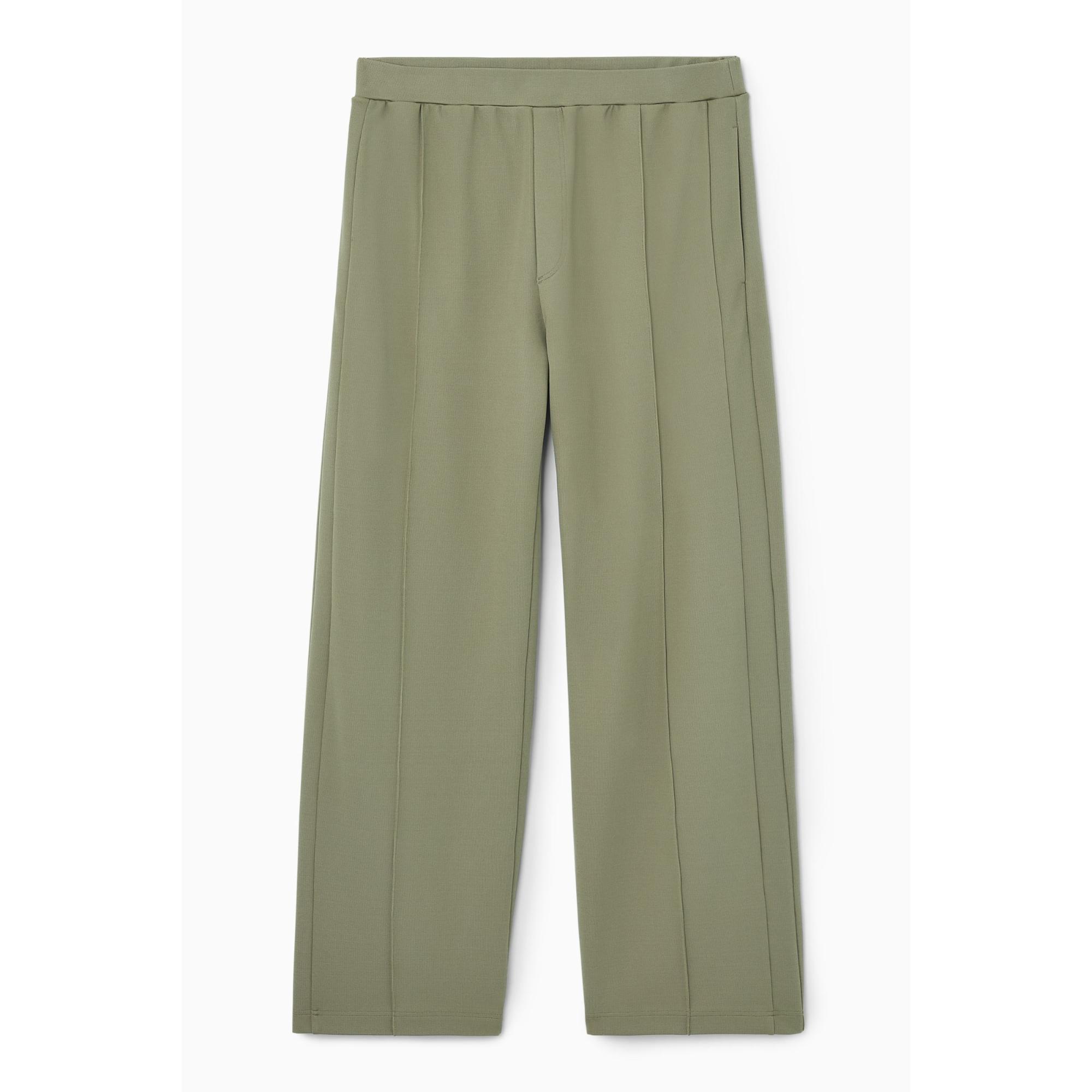 Women Pintucked Straight-Leg Trousers - Khaki green
