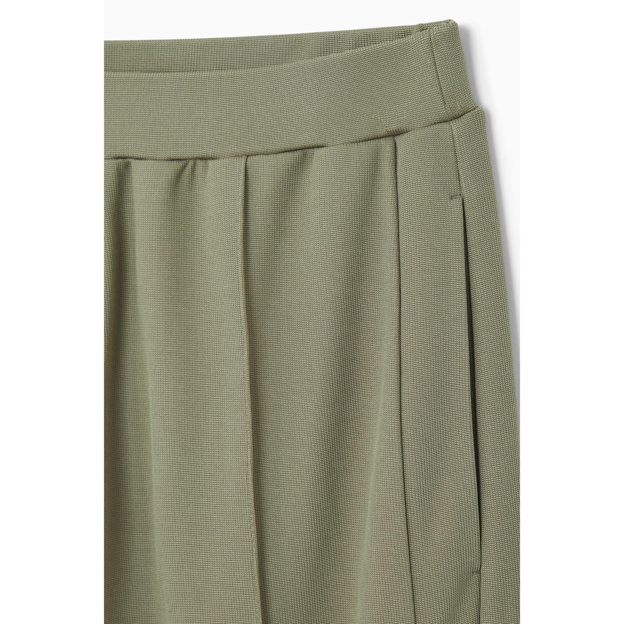 Women Pintucked Straight-Leg Trousers - Khaki green