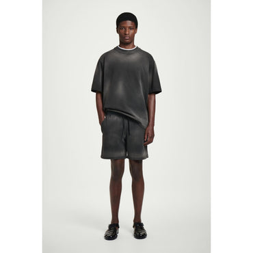 Men Washed-Jersey Drawstring Shorts - Black