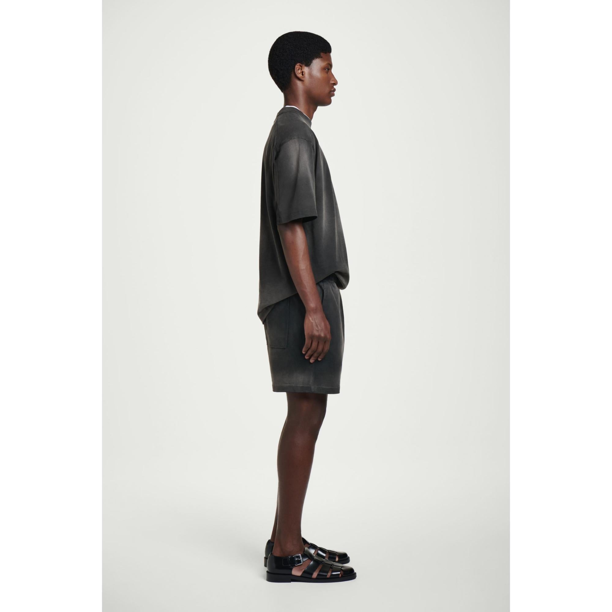Men Washed-Jersey Drawstring Shorts - Black