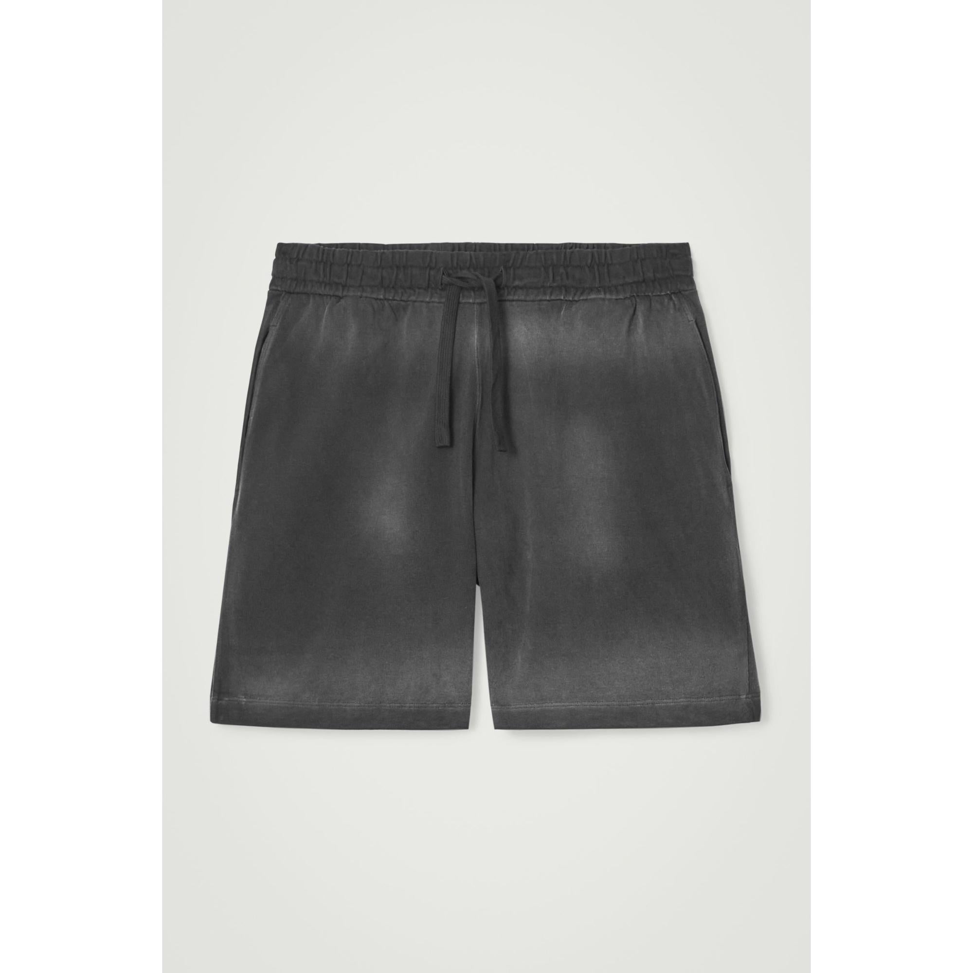 Men Washed-Jersey Drawstring Shorts - Black
