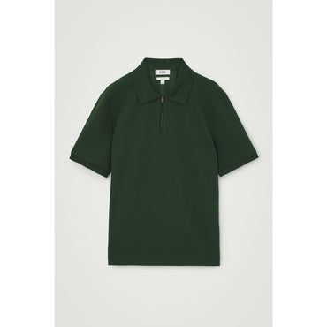 Men Short-Sleeved Zip-Up Polo Shirt - Green
