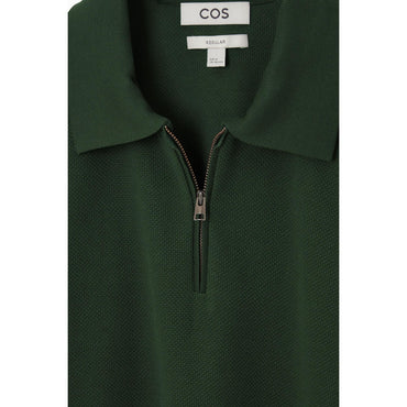 Men Short-Sleeved Zip-Up Polo Shirt - Green