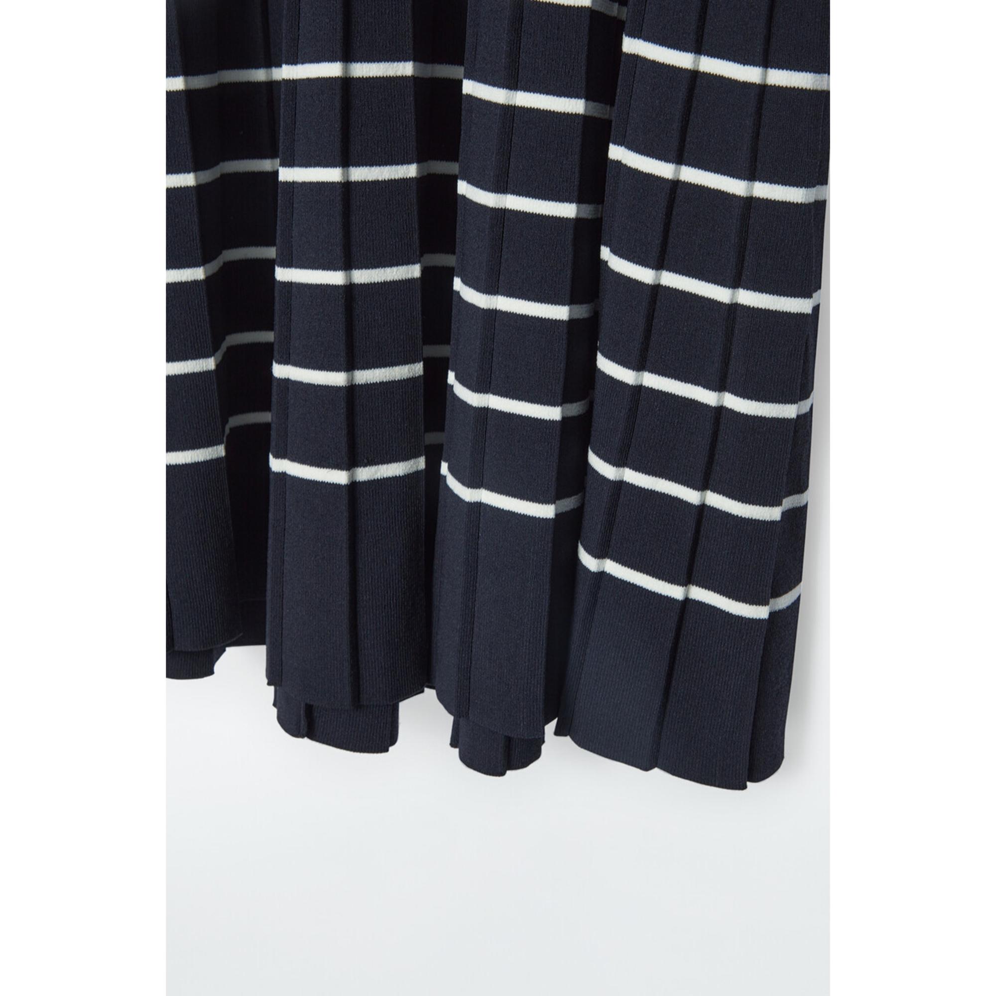 Women Striped Knitted Mini Polo Dress - Blue