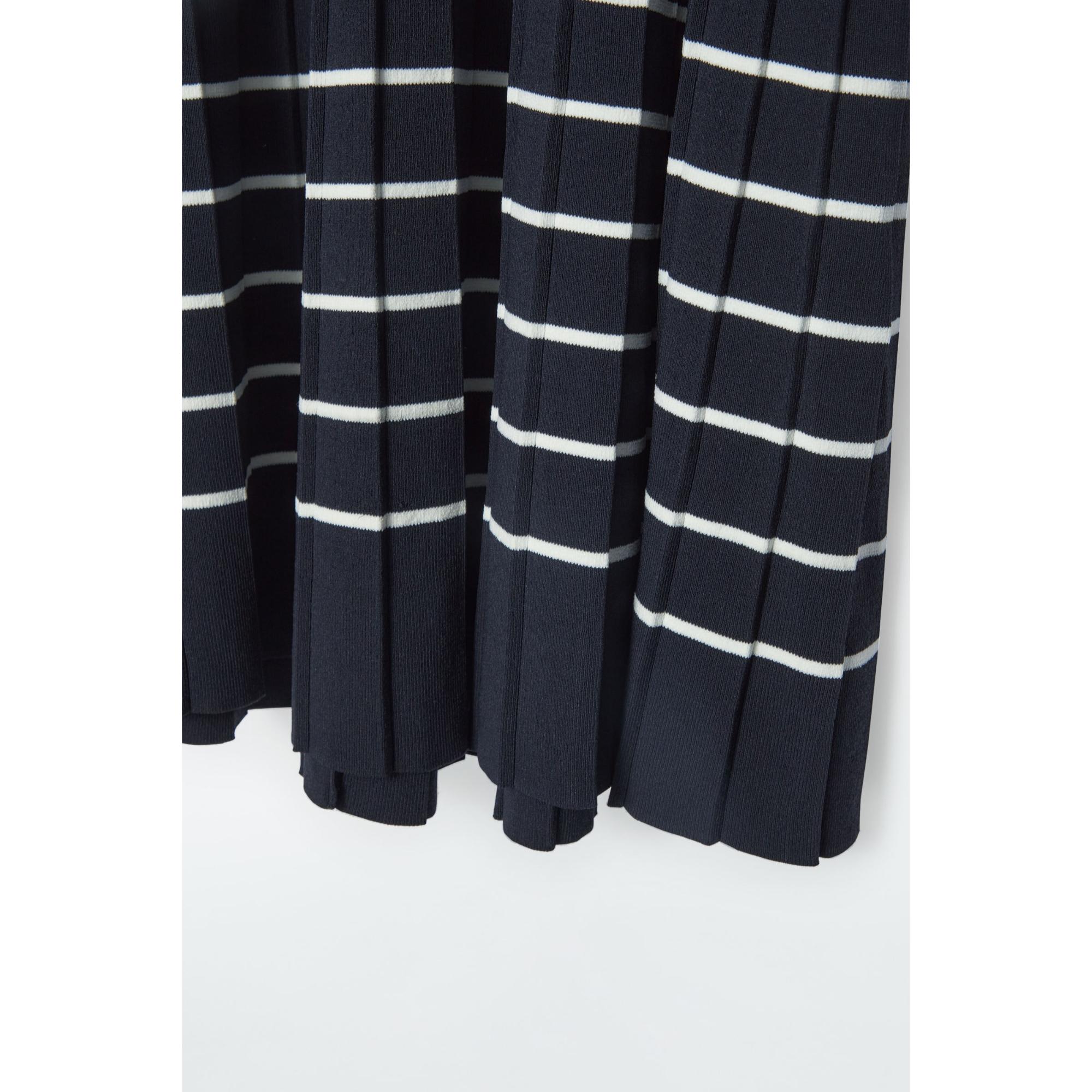 Women Striped Knitted Mini Polo Dress - Blue