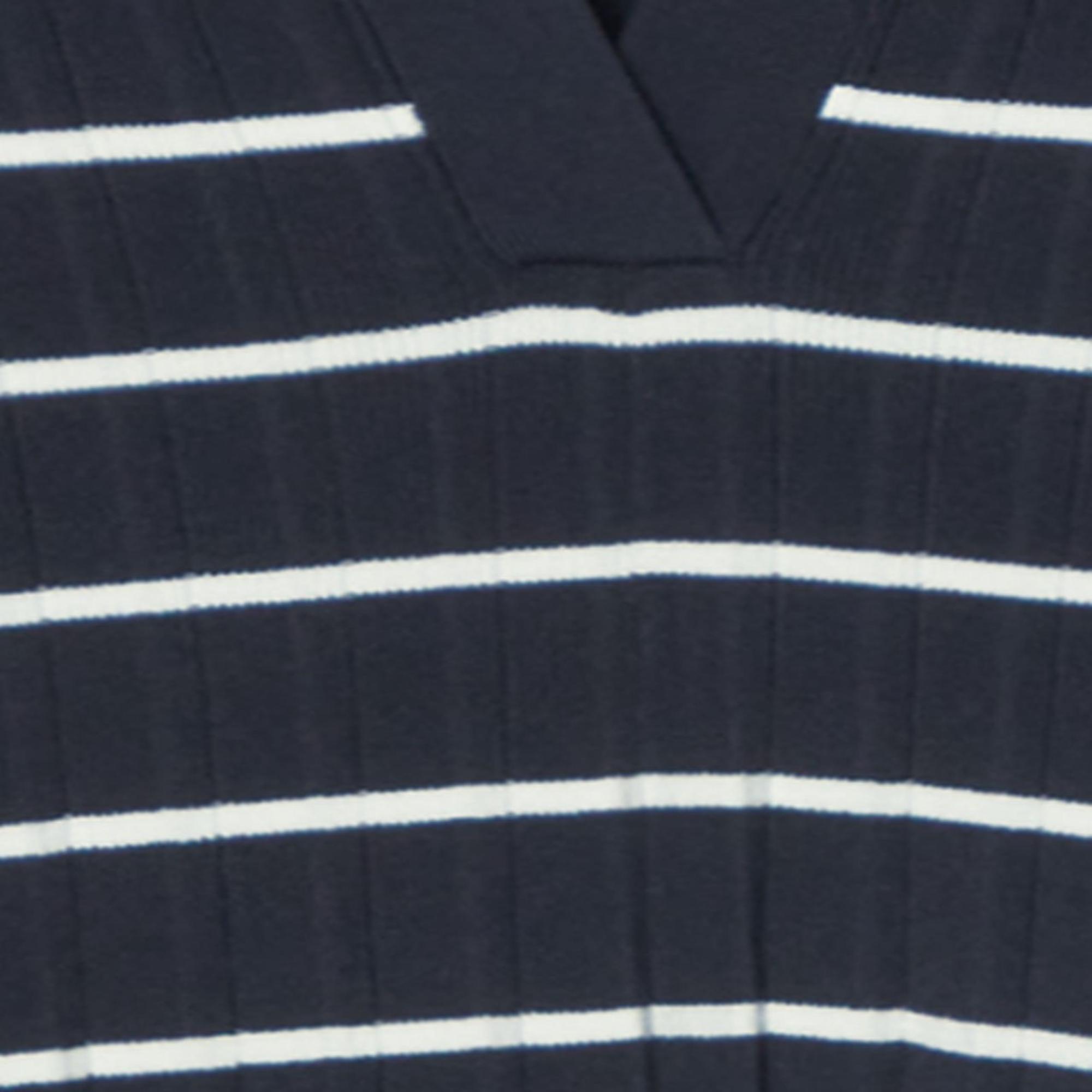 Women Striped Knitted Mini Polo Dress - Blue