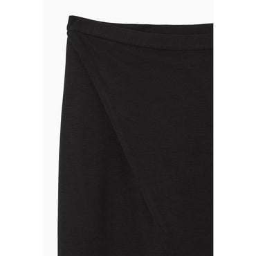 Women Jersey Wrap Midi Skirt - Black