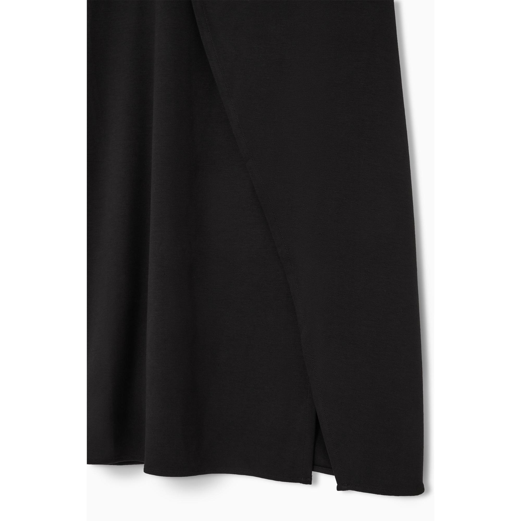 Women Jersey Wrap Midi Skirt - Black