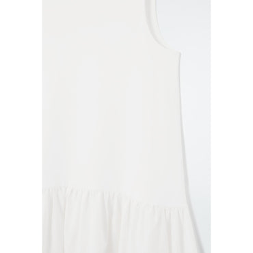 Women Voluminous Sleeveless Midi Dress - White