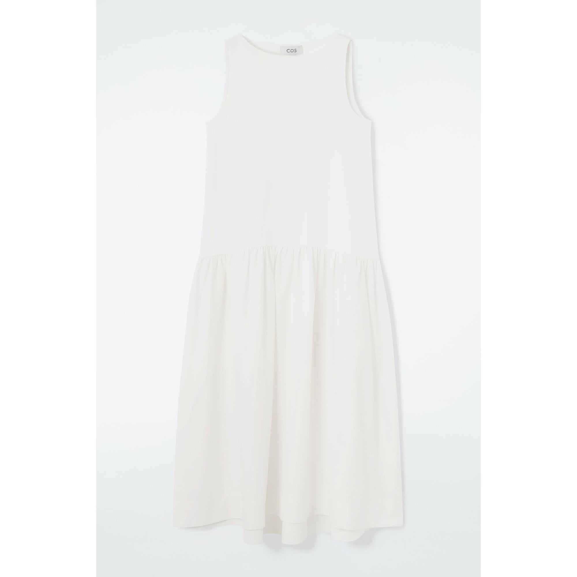Women Voluminous Sleeveless Midi Dress - White