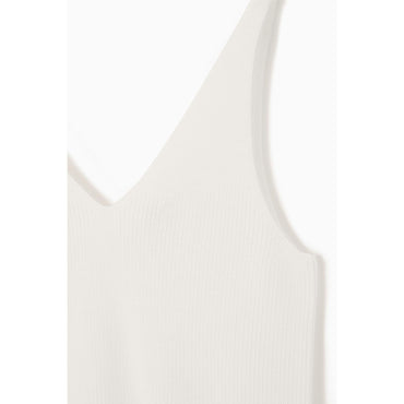Women Ribbed-Knit Tank Top - White