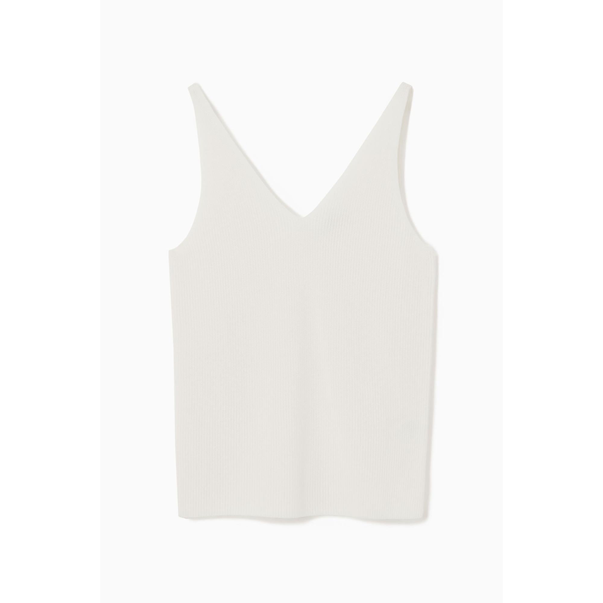 Women Ribbed-Knit Tank Top - White