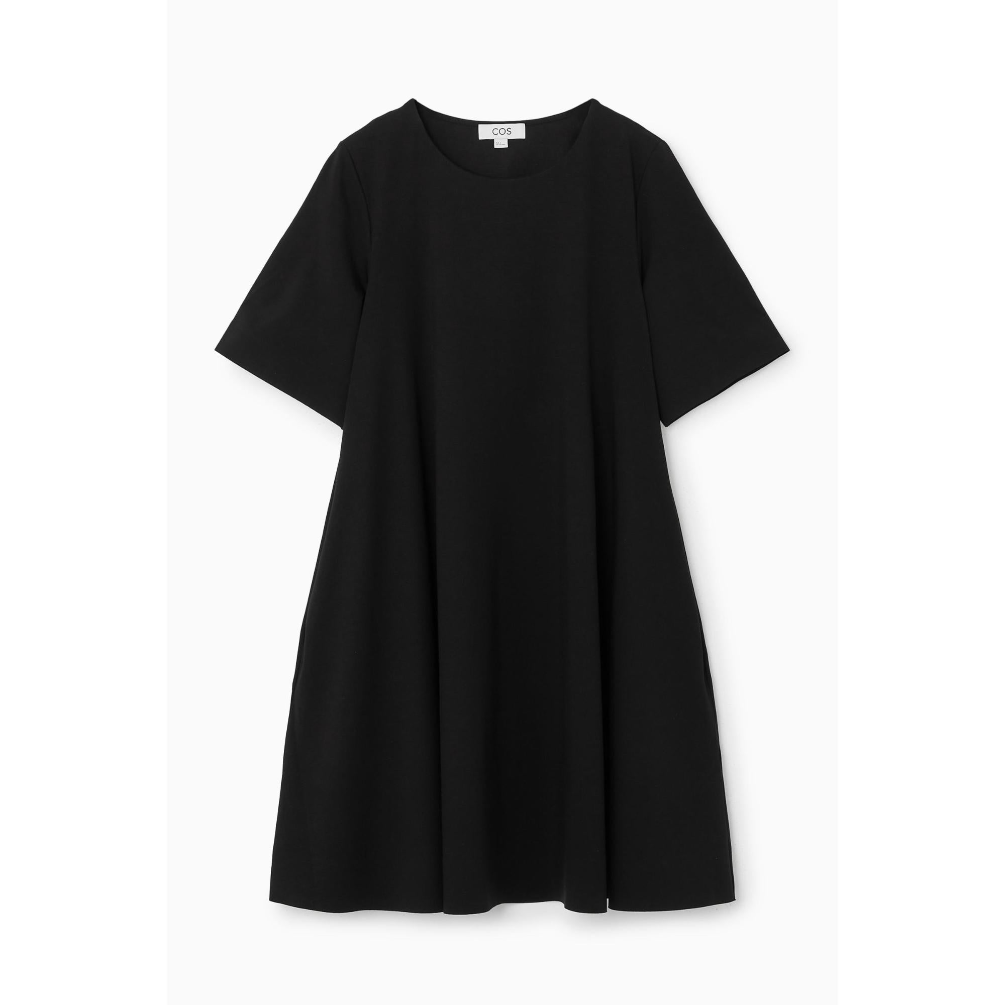 Women Flared Mini T-Shirt Dress - Black