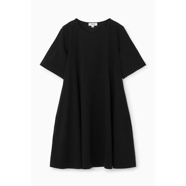 Women Flared Mini T-Shirt Dress - Black