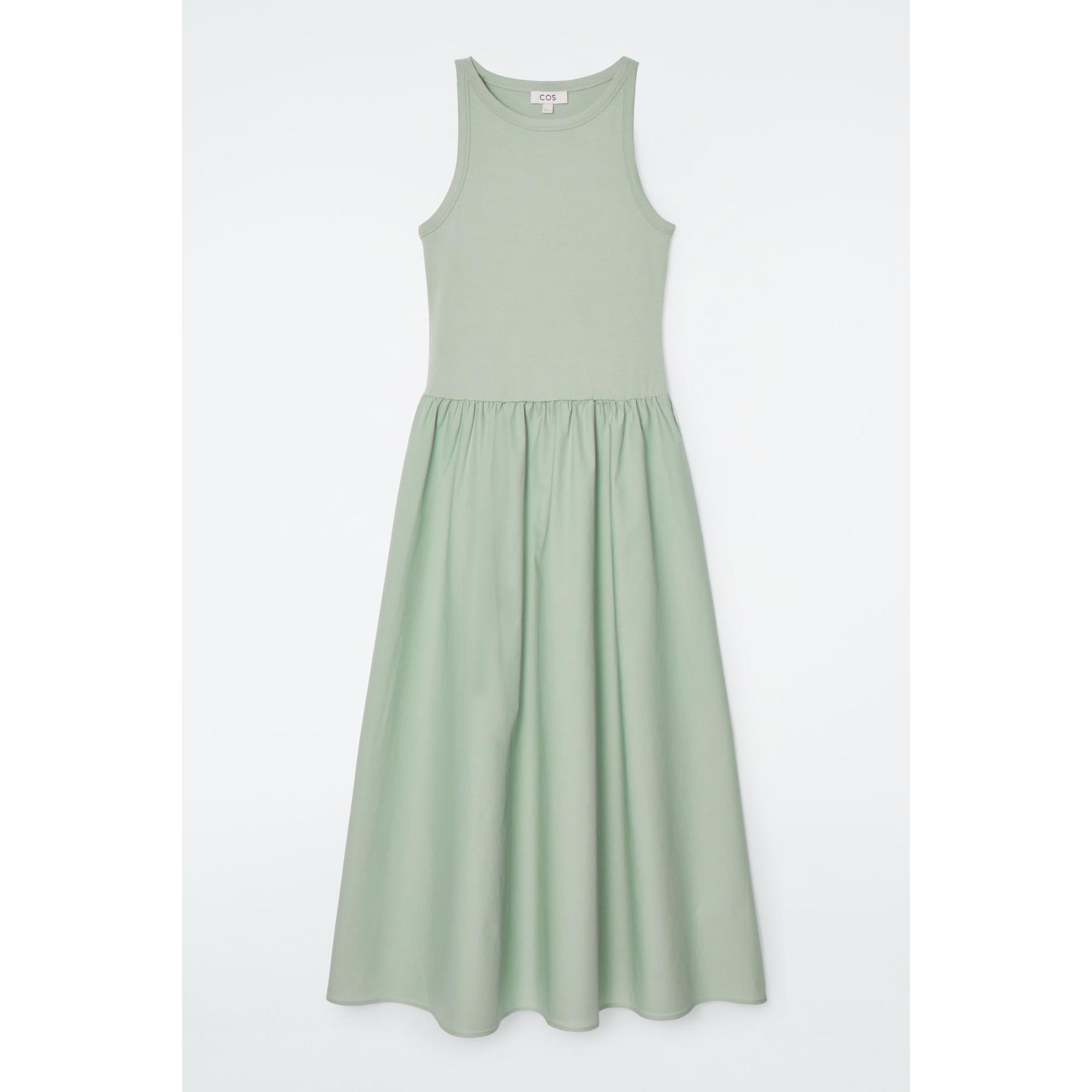 Women Contrast-Panel Maxi Dress - Green