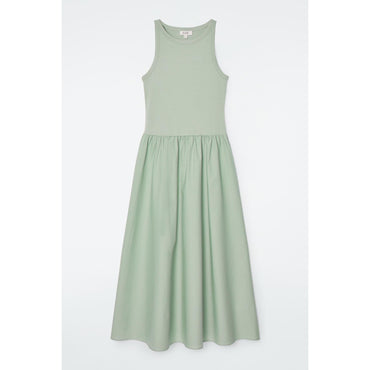 Women Contrast-Panel Maxi Dress - Green