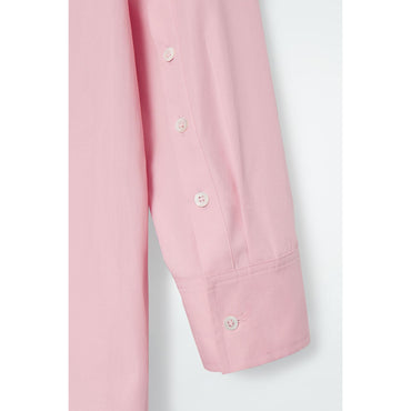 Women Collared Midi Shirt Dress - Pink