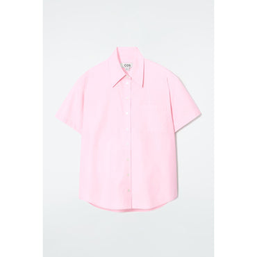Women Relaxed Short-Sleeved Cotton Shirt - Pink