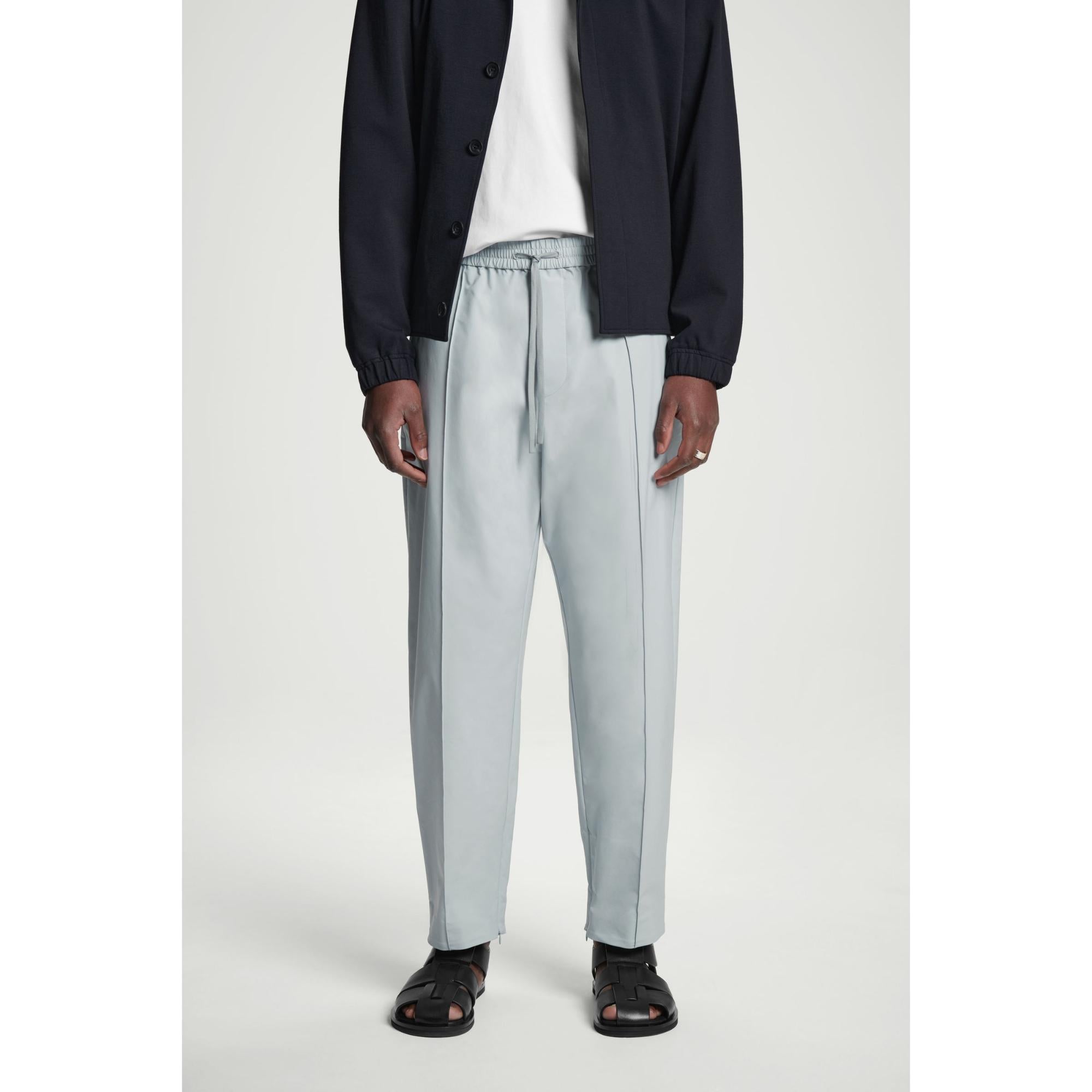 Men Pintucked Tapered Track Pants - Blue