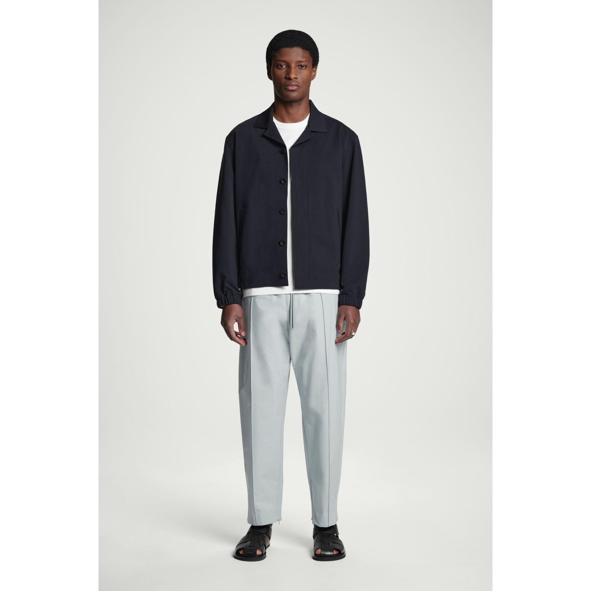 Men Pintucked Tapered Track Pants - Blue