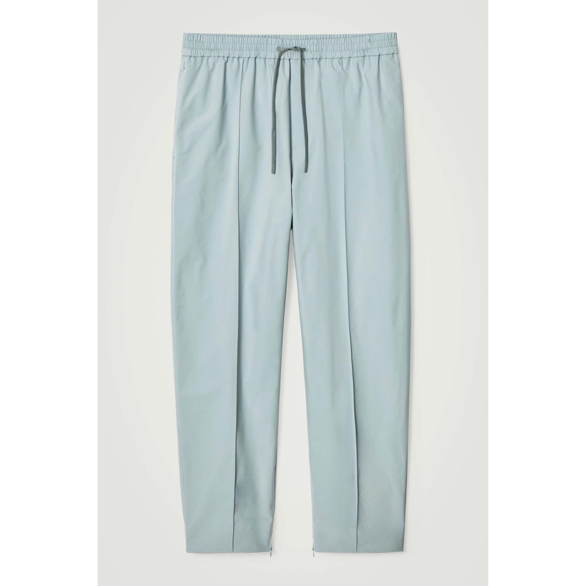 Men Pintucked Tapered Track Pants - Blue
